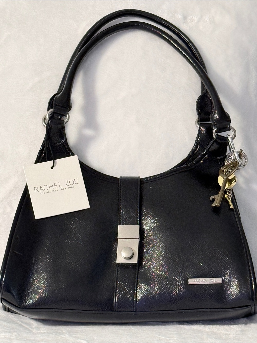 Rachel Zoe Shiny Black Shoulder Bag